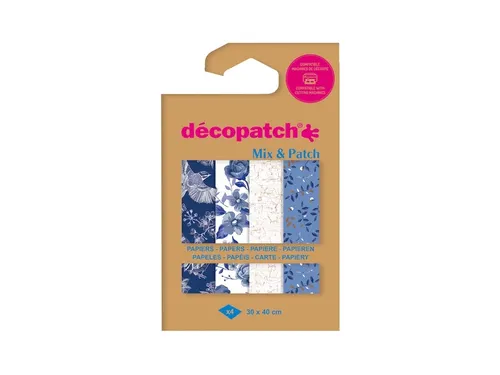 Hobbypapier Décopatch 30x40cm set à 4 vel thema Shades of Blue