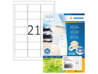 HERMA 10727 Etiketten gerecycled papier A4 63,5x38,1mm Wit 1680 stuks - 1