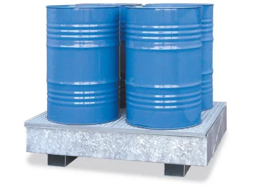 Opvangbak Staal 1325x1320x250mm Voor 4x200l Vaten Rooster Verzinkt