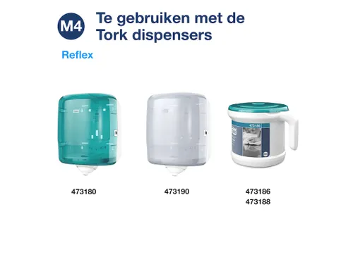 Poetspapier Tork M4 Reflex Advanced 1-laags 857 vel wit 473242