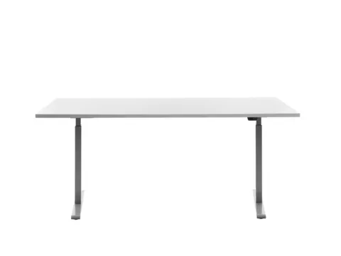 Elektrisch ihv bureau,HxBxD 700-1200x1800x800mm,blad wit,T-voet grijs