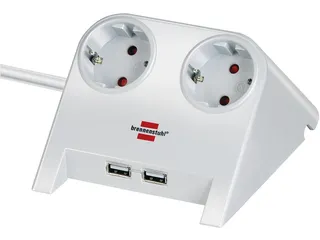 Stekkerdoos Brennenstuhl bureau 2 voudig inclusief 2 USB 1.8m wit - 1