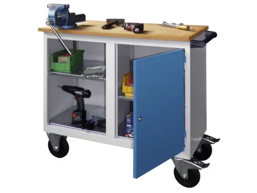 werkbank,verrijdbaar,HxBxD 915x1090x600mm,RAL7035,front RAL5012