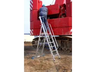 verrijdbare treden-platformladder eenzijdig 7treden stand H 1 65m - 3