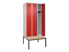 locker met bank,HxBxD 2120x900x815mm,3vak,vak B 300mm,cilinderslot