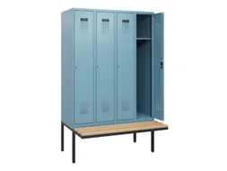 locker met bank,HxBxD 1950x1200x815mm,4vak,vak B 300mm,cilinderslot