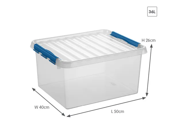 Q-line opbergbox 36L transparant blauw - 50x40x26cm