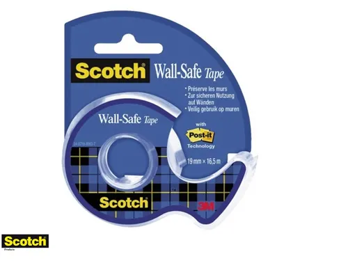 Plakband Scotch 19mmx16.5m Wall Safe + handdispenser