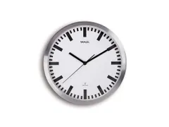 Wandklok MAUL Pilot RC Ø30,5cmx4.5cm aluminium/wit incl.batterij