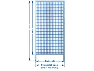 wandelement,v. scheidingswandsysteem,HxB 2200x980mm,RAL5002 - 7