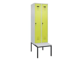 locker met bank,HxBxD 2120x600x815mm,2vak,vak B 300mm,draaigrendel - 2