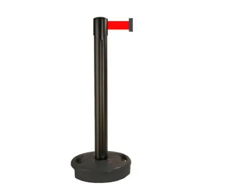 Afzetsysteem Paal Pvc HxØ 970x90mm Band Rood Paal Zwart Voet Zwart