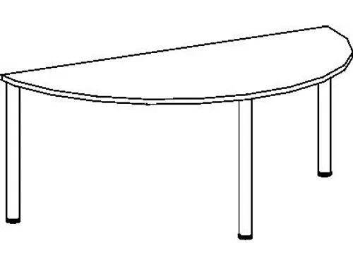 vergadertafel,HxBxD 720x1600x800mm,halfrond,3voeten RAL9006,ronde buis