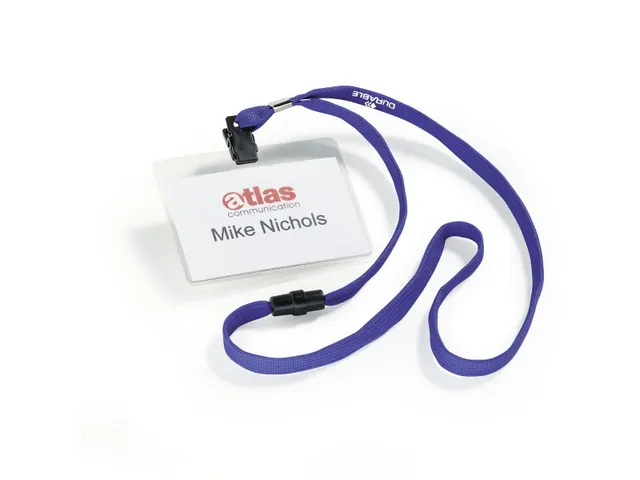 Badge 60x90mm met textielkoord Donkerblauw