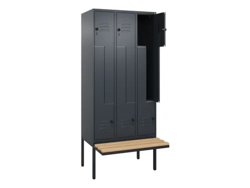 Z-garderobekast,HxBxD 2120x900x815mm,6vak,vak B 300mm,draaigrendel