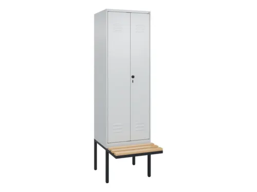 PBM-locker met bank,HxBxD 2120x600x815mm,2vak,vak B 300mm,draaigrendel