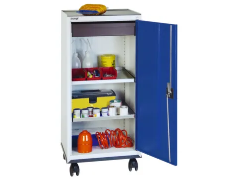 Materiaalkast 1100x500x500mm 2legborden Uitschuifbaar 1lade Ral5010