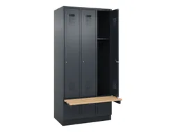 locker met bank,HxBxD 1950x900x815mm,3vak,vak B 300mm,cilinderslot