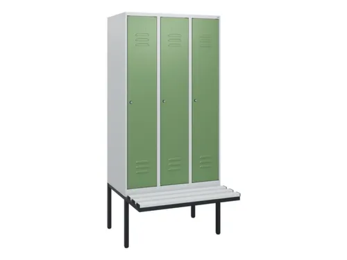 locker met bank,HxBxD 1950x900x815mm,3vak,vak B 300mm,cil.-slot