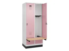 locker met bank,HxBxD 1950x800x815mm,2vak,vak B 400mm,draaigrendel