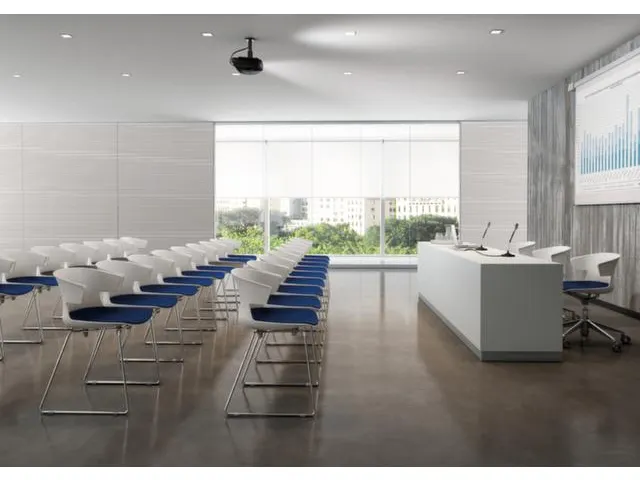 Bezoekersstoel Kunststof Kuip Blauw Sledepoten Aluminium