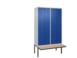 PBM-locker met bank,HxBxD 2120x1200x815mm,4vak,vak B 300mm,cil.-slot
