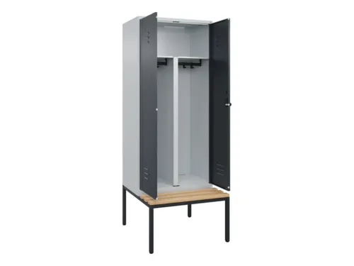 PBM-locker met bank,HxBxD 2120x800x815mm,2vak,vak B 400mm,draaigrendel