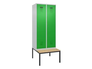 locker met bank,HxBxD 2120x800x815mm,2vak,vak B 400mm,cilinderslot - 2