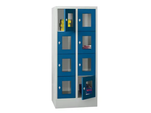lockerkast,HxBxD 1518x600x500mm,2x4vakken,RAL7035,front RAL5010