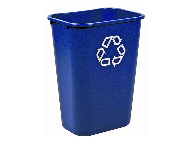 Rechthoekige Afvalbak Liter Blauw Recyclingsymbool Rubbermaid