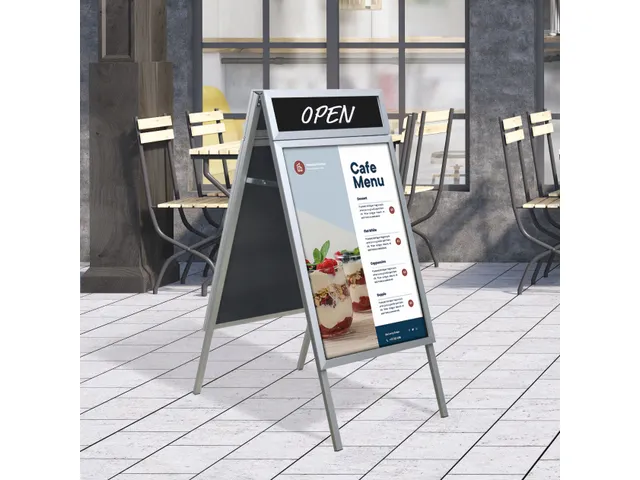 Europel A-Stoepbord A1 met Topbord 32mm profiel Aluminium