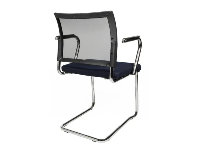 Chaise visiteur Accoudoirs Assise bleu foncé Dos maille noir