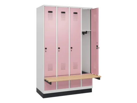 locker met bank,HxBxD 1950x1200x815mm,4vak,vak B 300mm,draaigrendel