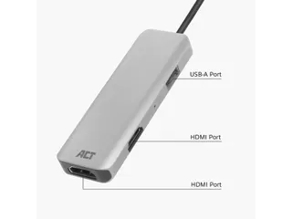 Adapter ACT USB-C 4K multiport voor 2 HDMI monitoren - 13