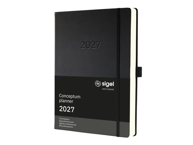 Afsprakenplanner Conceptum A4+ 2027 (NL/FR/EN/DU) zwart Hardcover