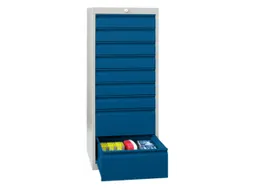 ladekast 1000x500x600mm 8laden cilinderslot RAL7035 front RAL5010