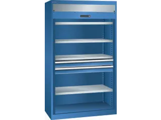 zwaarlast-roldeurkast,HxBxD 1950x1100x641mm,4xStalen bodem,lak RAL5019 - 3