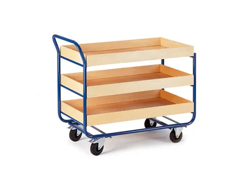 tafelwagen,draagverm. 150kg,3xhouten kist,laadvl. LxB 1000x575mm