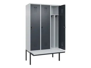 locker met bank,voor scheiding van kleding,HxBxD 2120x1200x815mm,3vak - 1