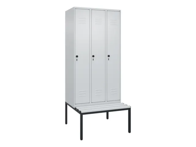 locker met bank,HxBxD 2120x900x815mm,3vak,vak B 300mm,draaigrendel
