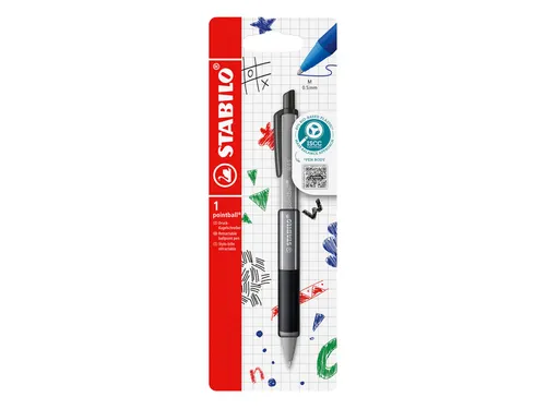 Balpen STABILO pointball colorful zwart blister à 1 stuk