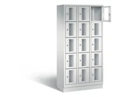 Lockerkast 1800x900x500mm 3x5 vakken Cilinderslot, Sokkel, RAL7035