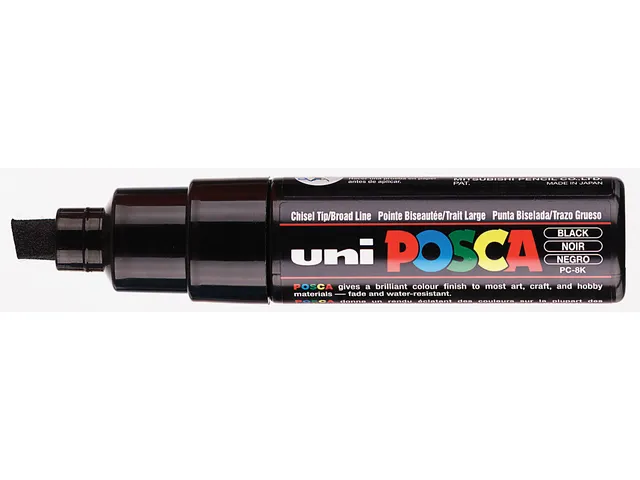 Verfstift Posca PC8K Brede punt 8mm schuin Zwart