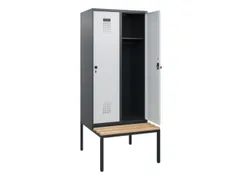 locker met bank,HxBxD 1950x800x815mm,2vak,vak B 400mm,draaigrendel