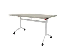 klaptafel,HxBxD 750x1400x800mm,hoekig,T-voet wit,ovale buis,blad beton