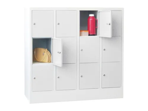 Lockersysteem 1187x1230x500mm 4x3 Vakken 300mm Cilinderslot Sokkel