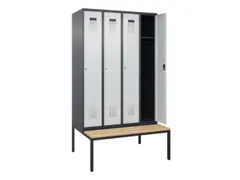 locker met bank,HxBxD 2120x1200x815mm,4vak,vak B 300mm,cilinderslot