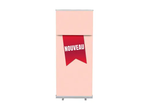 Roll-Banner 85x200 complete set met print "NOUVEAU" Rood