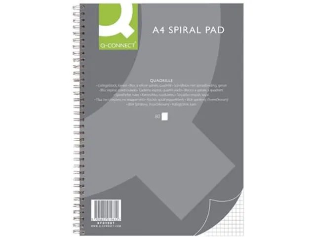 Collegeblok A4 Spiraal Geruit 5mm 80 Vel