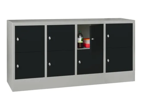 lockerkast,HxBxD 855x1600x500mm,4x2vakken,RAL7035,front RAL7016